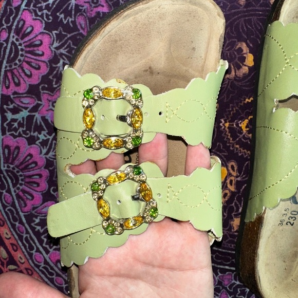 Betula by Birkenstock Green Scalloped Double Buckle Sandals – Size 36/5 - Picture 3 of 5